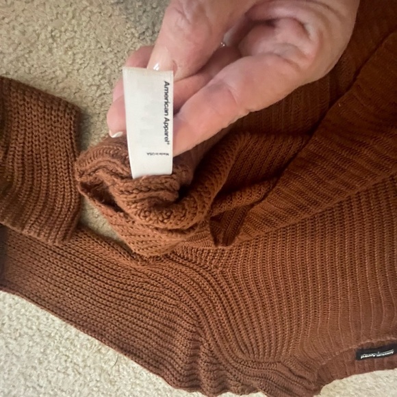 American Apparel Aslan Sweater Size Small Long Sleeve Crop Brown Light Sweater‎ - Picture 6 of 10